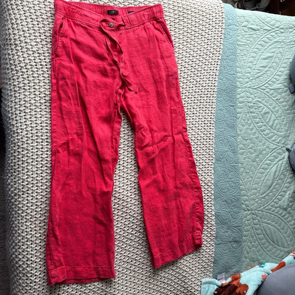 LOFT Bright Red Wide Leg Pants
